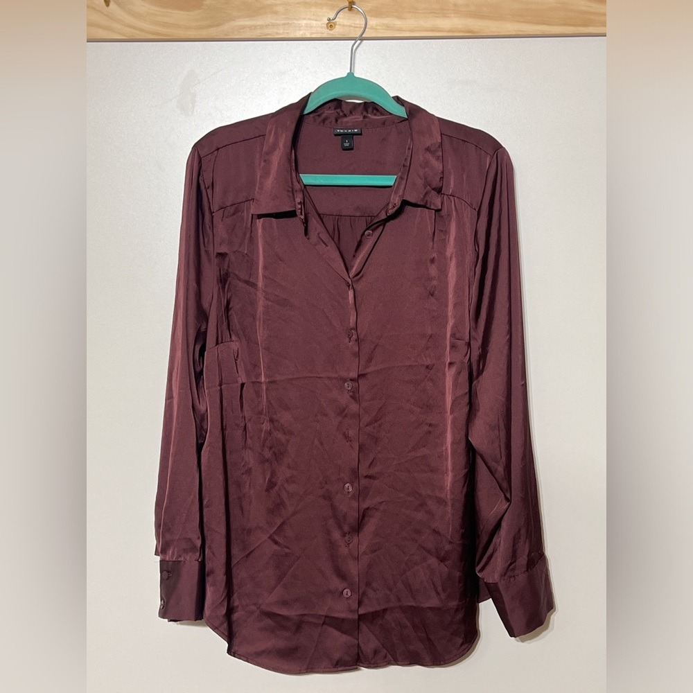 Torrid Long Sleeve Button Down Blouse Shiny Fall Women Size 1X Plum